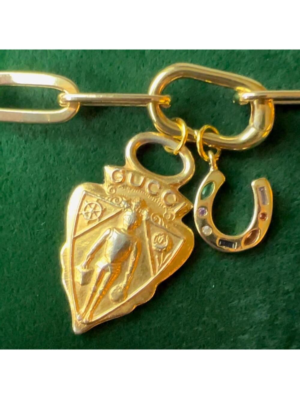 🆕 Vintage Gucci Charm 24k gold horse shoe Necklace Paperclip 925 Silver NWT